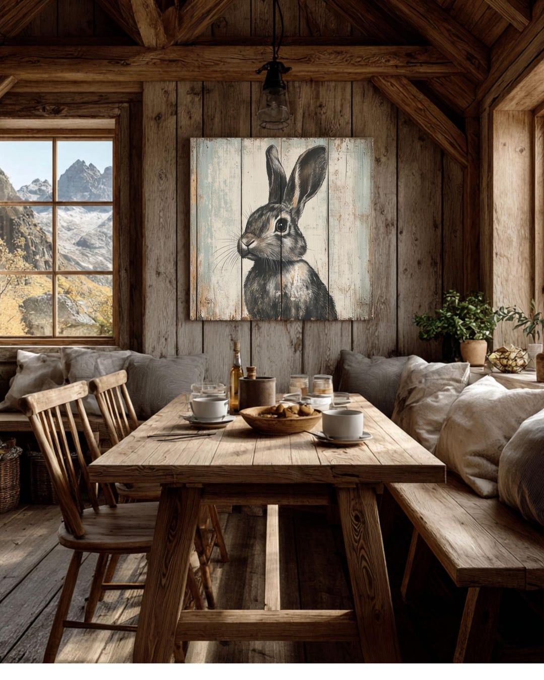 Rustic Woodland on Weathered Wood Wall Art | Farmhouse Canvas Print ...