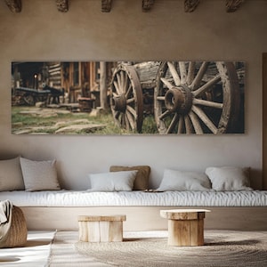 Rustic Barn Wheel Canvas Print: Vintage Farmhouse Wall Art