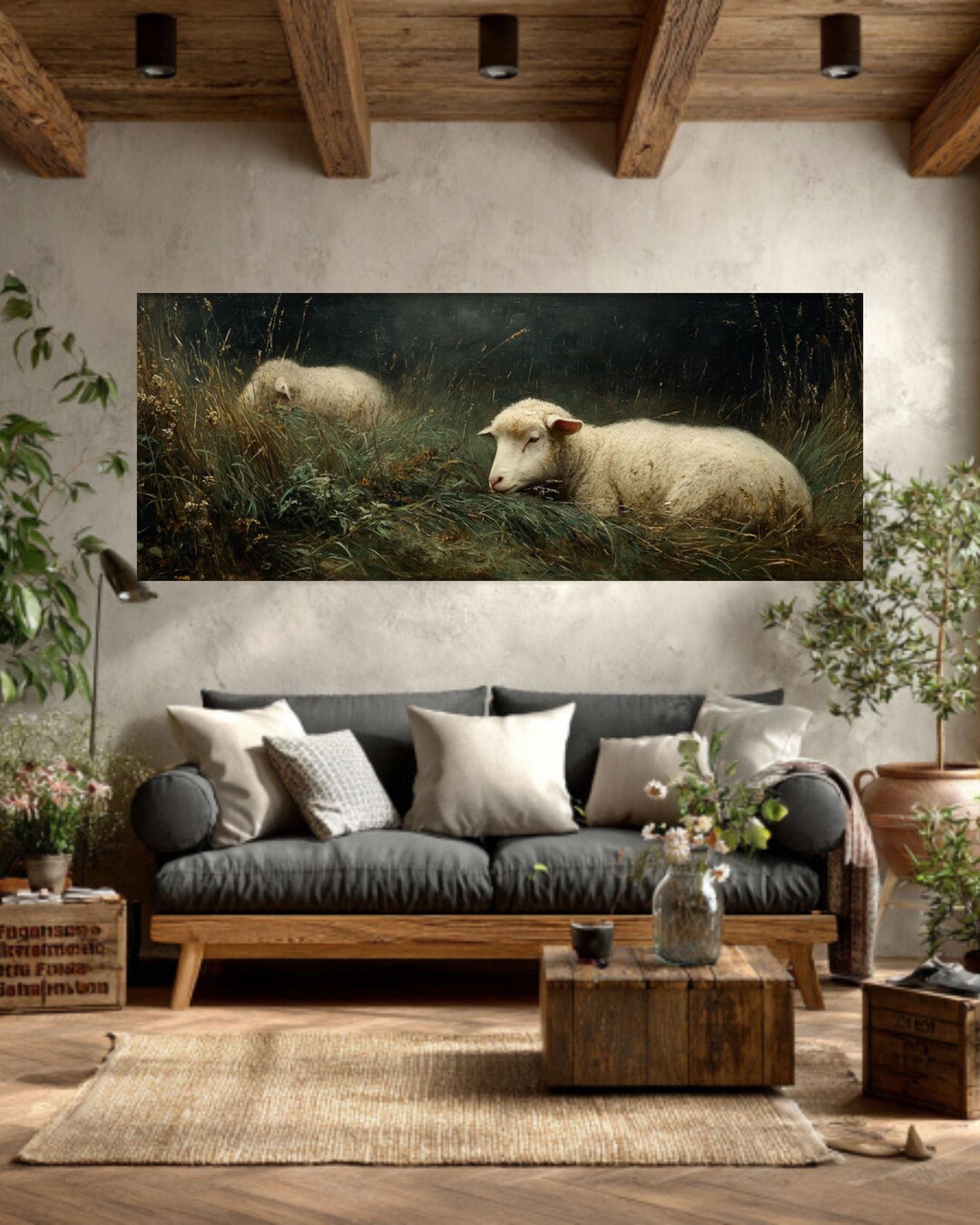 Vintage Sheep Canvas Print – Farmhouse Rustic Wall Art - Etsy