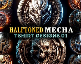 41 3D-mecha 1 | Moderne halftoon-png | T-shirtontwerp | Digitale download