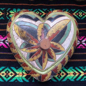 Handmade Mexican Heart - Jewelry Box - Artisan Keepsake Box, Decorative Storage, Mexican Home Décor from Michoacan Mexico
