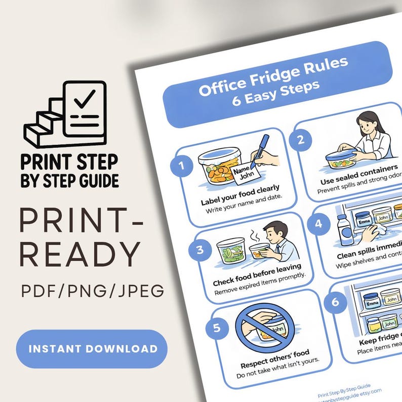 Office Fridge Rules Printable Sign | Workplace Refrigerator Etiquette ...
