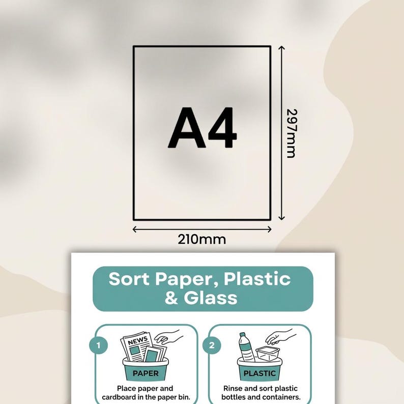 Recycling Sorting Printable Poster – Step by Step Paper Plastic & Glass ...