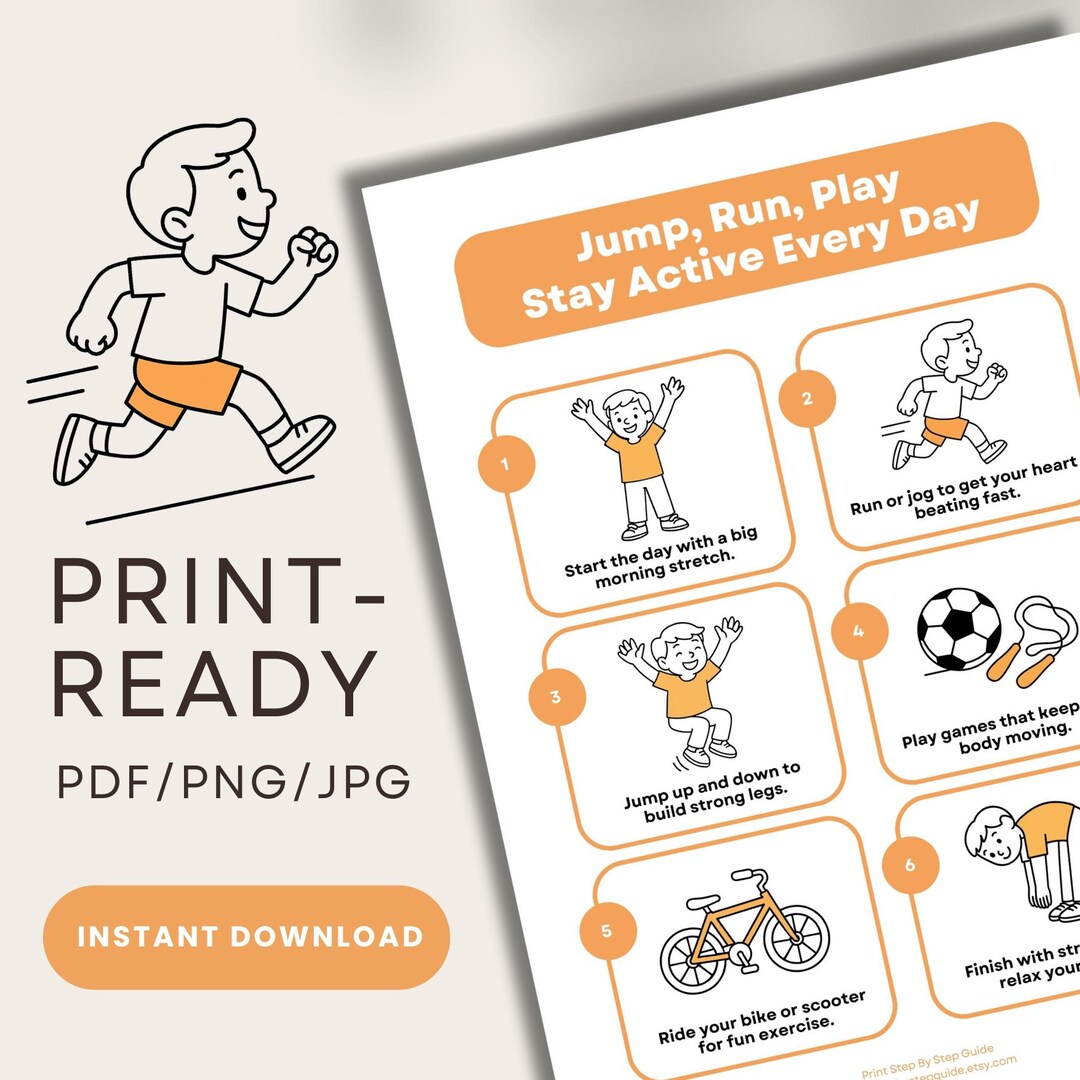 Daily Kids Exercise Routine Printable Kids Exercise Routine Poster – Fun Daily Activity Chart for ...