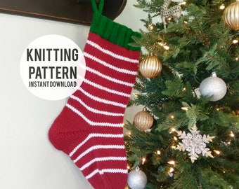 Striped Christmas Stocking knitting pattern