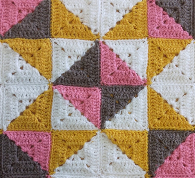 Granny Square Crochet Blanket PDF Pattern crochet pattern , Quilt Sunburst Crochet Quilt inspired, easy crochet afghan image 8