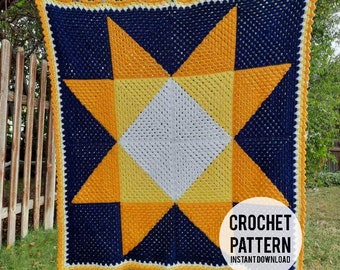 Granny Square Crochet Baby Blanket PDF Pattern - crochet pattern , Star Light Baby Blanket, Quilt inspired, easy crochet afghan