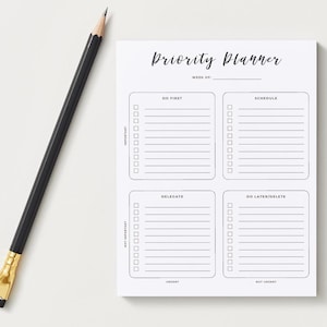 Priority Planner | Eisenhower Matrix Task Board | Productivity Printable | Time Management Tool | Digital Download
