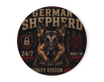 German Shepherd Cork Back Coaster | Security System Dog Design, Loyalty Emblem