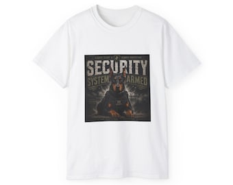 Security System Armed Doberman Tee | Guard Dog Graphic Shirt