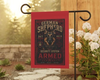 German Shepherd Security System Garden & House Banner | Armed Dog Flag