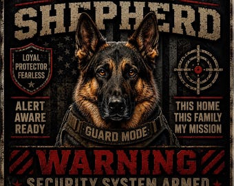 German Shepherd Guard Mode Activated Metal Sign / Tactical Dog Wall Decor