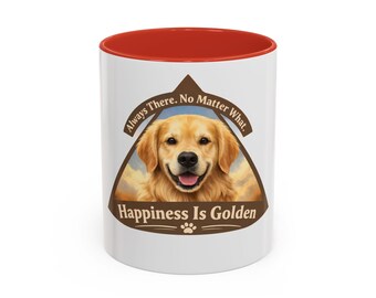 Golden Retriever Mug, Happiness Is Golden, Dog Lover Gift, Cute Dog Coffee Cup, Gift for Dog Owners