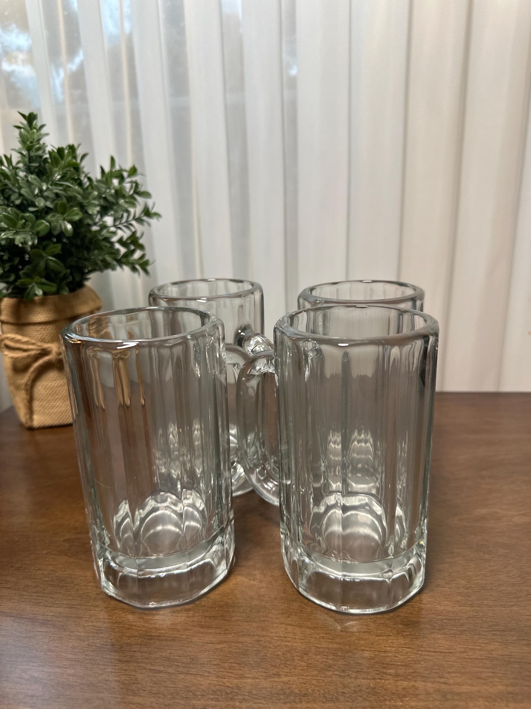 Libbey Ribbed Glassware Set of 4 Libbey 20oz Beer Mugs – Heavy Glass Beer Steins – Classic ...