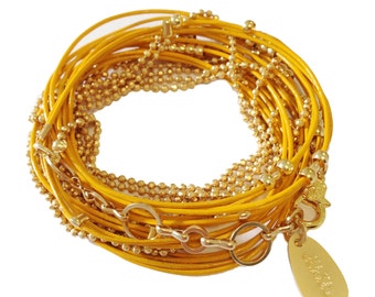Mustard and Gold Necklace/ Bracelet