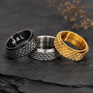 Spinner Dragon Skin Ring - Fidget Dragon Skin Ring For Men, Stress Relief Ring, Anxiety Ring Dragon Skin, Personalized Ring Gift