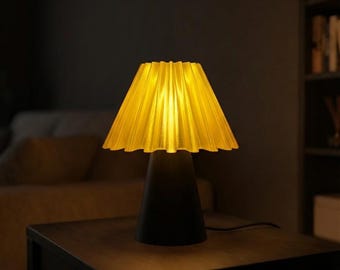 AUREL Solar Yellow Pleated Table Lamp – 3D Printed Sculptural Light