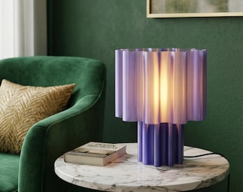 Modern Violet Table Lamp, 3D Printed Bedside Accent Light