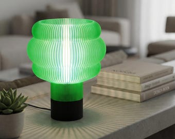 Green Table Lamp – Ribbed Sculptural Bedside Light | Pulse by NORE