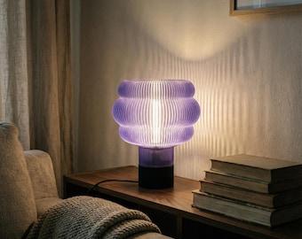 Violet Glow Table Lamp, Modern Bedside Light with Soft Ambient Glow