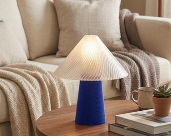 Soft Cotton Table Lamp: 3D Printed Scandinavian Accent Lighting (Coral, Sage, Blue)