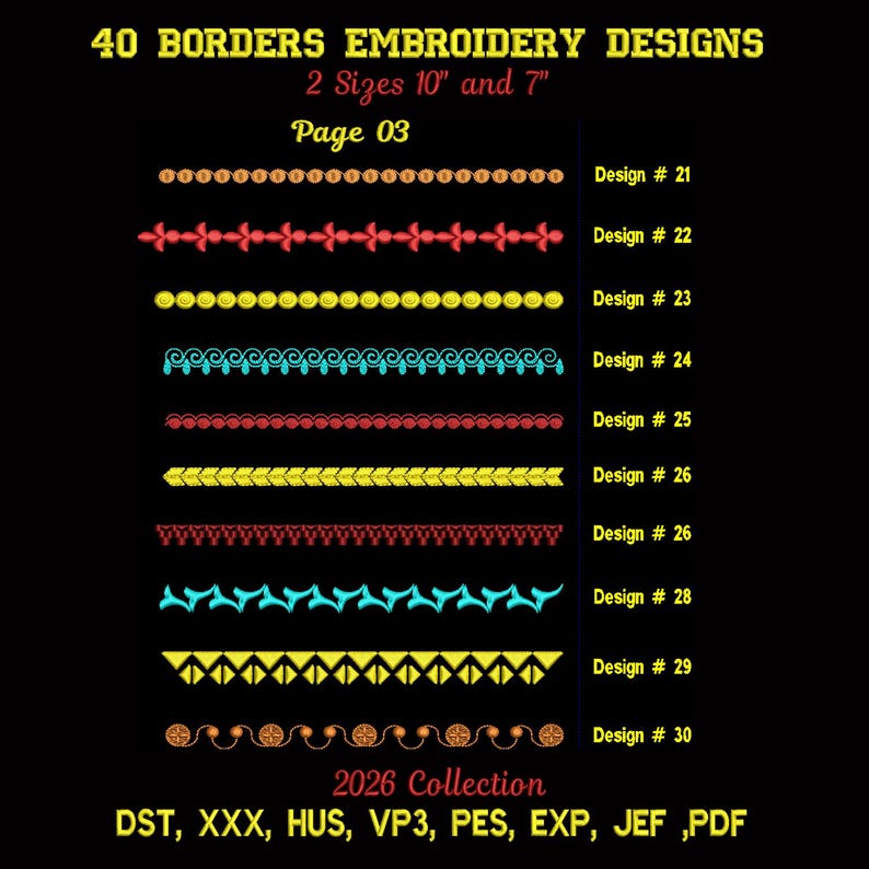 Lace Machine Embroidery Border Set | 40 Embroidery Borders Designs ...