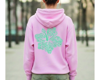 Disegno per ricamo floreale di ibisco / File per ricamo scaricabile immediatamente