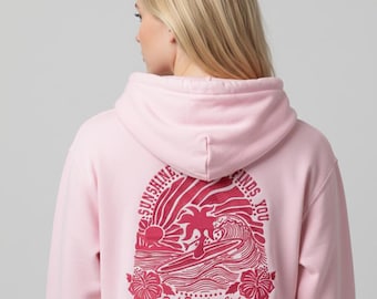 Disegno per ricamo di ibisco / Onde di sole / Ricamo di palma rosa (download digitale)