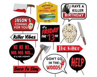 Friday the 13th Party Props Printable, Horror Halloween Photo Booth Props, Have a killer birthday Party Decoration