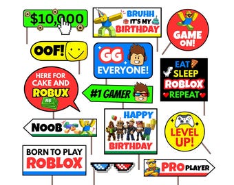 Accesorios para fiesta de cumpleaños inspirados en Roblox: decoraciones de cumpleaños gamer (archivo PDF digital)