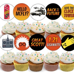Back To The Future Cupcake Toppers: BTTF Movie Party Decorations (Digital Download)
