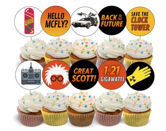 Back To The Future Cupcake Toppers: BTTF Movie Party Decorations (Digital Download)