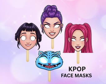 Maschere da cacciatore di demoni K-Pop: accessori per feste di compleanno K-Pop (file PDF digitale)