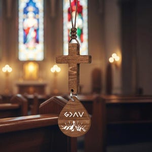 Cross for Car Mirror Hanging with Daily Scripture Scan, Christian Gift for Men and Women, Inspirational Rearview Faith Accessory