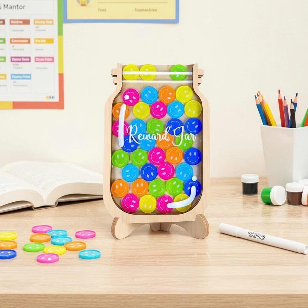 Custom Classroom Reward Jar, Magnetic Reward Jar, Smiley Face Star ...