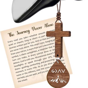 Cross for Car Mirror Hanging with Daily Scripture Scan, Christian Gift for Men and Women, Inspirational Rearview Faith Accessory