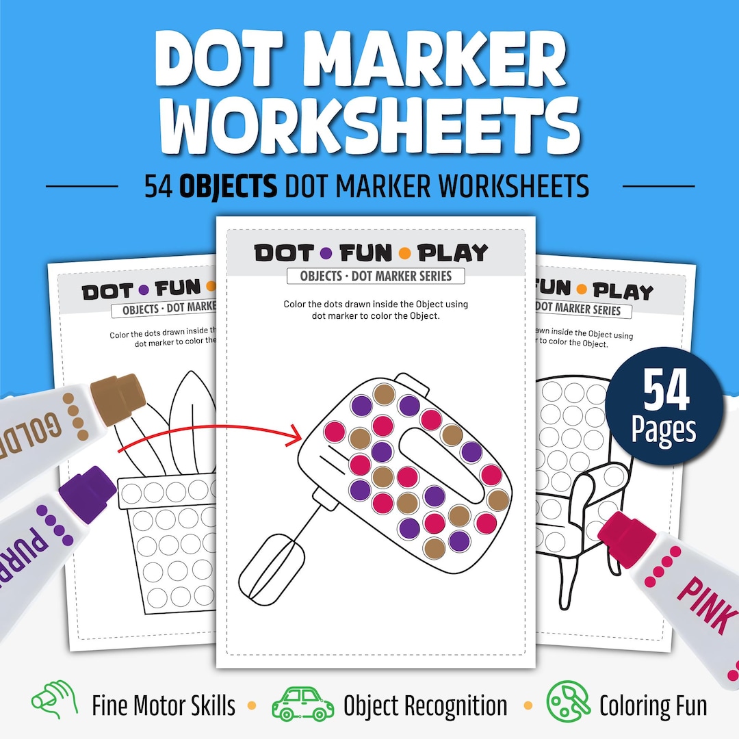 Objects Dot Marker Worksheets for Preschool Learning, Printable ...