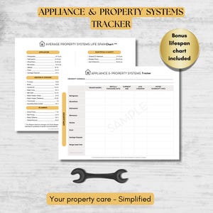 Appliance and Property Systems Tracker | Landlord Maintenance Log + Lifespan Reference Chart (Printable & Fillable PDF)