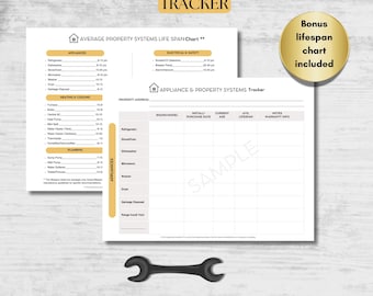 Appliance and Property Systems Tracker | Landlord Maintenance Log + Lifespan Reference Chart (Printable & Fillable PDF)