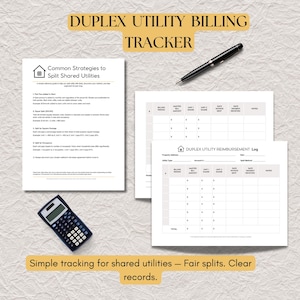 Duplex Utility Split Billing Log | Landlord Utility Tracker | Multi-family Rental Property Template | Utility Reimbursement Log