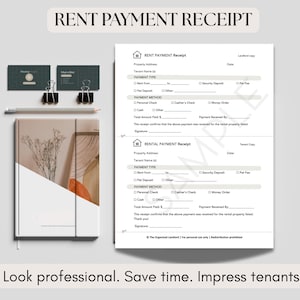 2-in-1 Rent Payment Receipt: Editable Landlord Form (Fillable PDF, Instant Download)