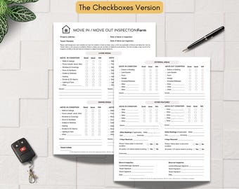 Move In Move Out Inspection Form  | Rental Property Checklist | Property Management Template Printable
