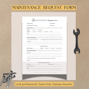 Printable Tenant Maintenance Request Form | Landlord Repair Log (PDF)