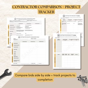 Contractor Quote Comparison Worksheet for Landlords | Rental Property Repair Bid Tracker | Property Management Template