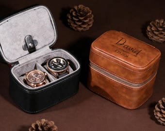 Personalized Travel Watch Box for Men,Travel Jewelry Case,Travel Accessories Organizer,Valentine's Day Gifts for Men,Anniversary Gift