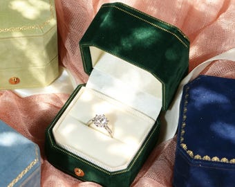 Vintage Stil Samt Ring Box: Dunkelgrün Verlobung Vorschlag Schmuck Geschenk