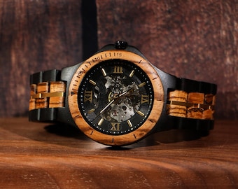 Men's Wood Watch, Personalized Wood Watch for men,Engraved Watch for Husband, Anniversary Gift for Him