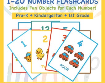 Printable 1–20 Number Flashcards | Counting Cards for Preschool, Kindergarten & 1st Grade