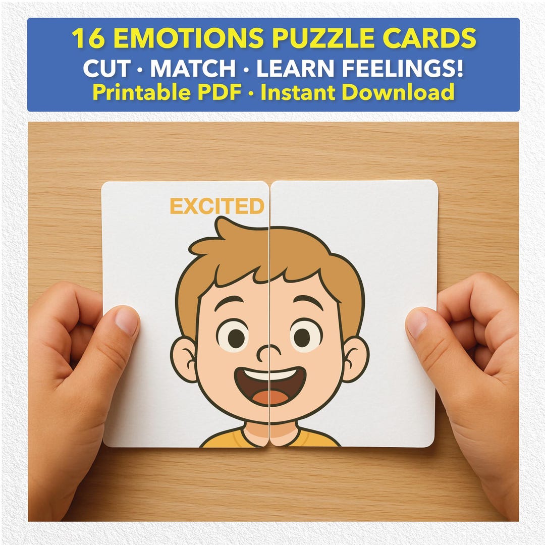 Emotions Puzzle Cards: Printable Feelings Game for Kids (PDF) - Etsy