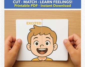 Emotions Puzzle Cards: Printable Feelings Game for Kids (PDF)